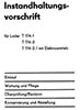 Instandhaltungsvorschrift für T174-1, T174-2 und T174-2 mit Elektroantrieb - VEB Weimar - Werk